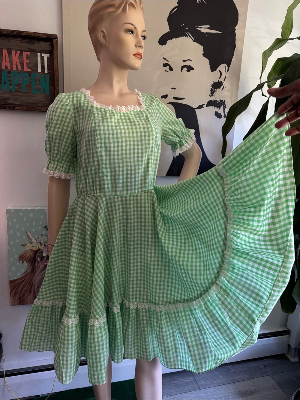 Vintage Gingham Western Baby Doll Dress - Picture 2 of 15
